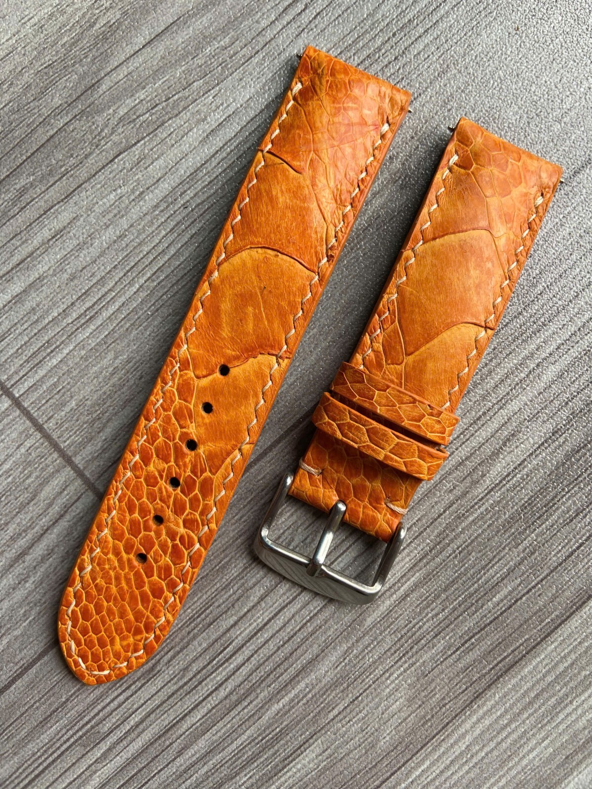 Orange Leg Ostrich Leather Watch Strap Band, Size 18mm 20mm 21mm 22mm 24mm 26mm
