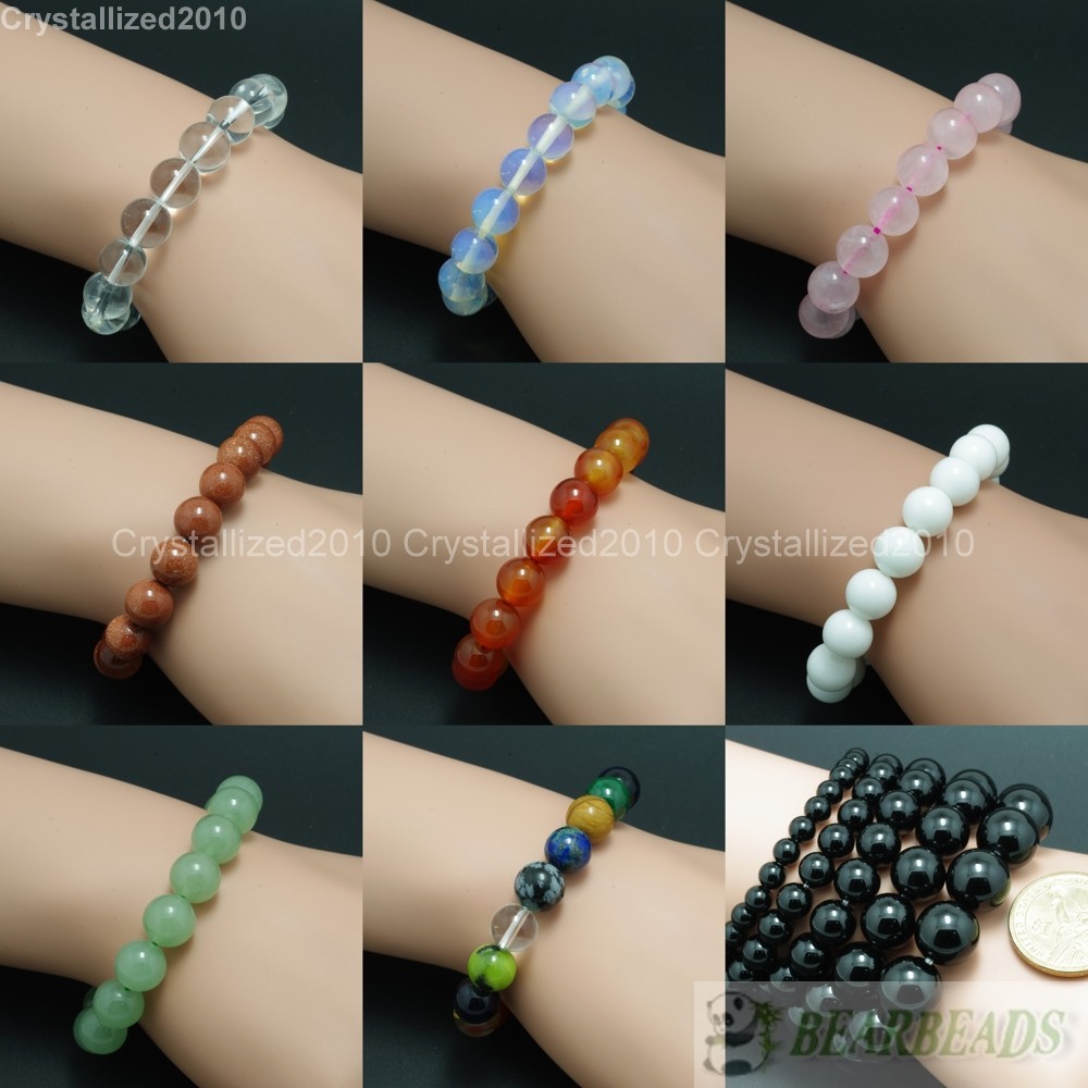 Handmade 6mm Mixed Natural Gemstone Round Beads Stretchy Bracelet Healing Reiki