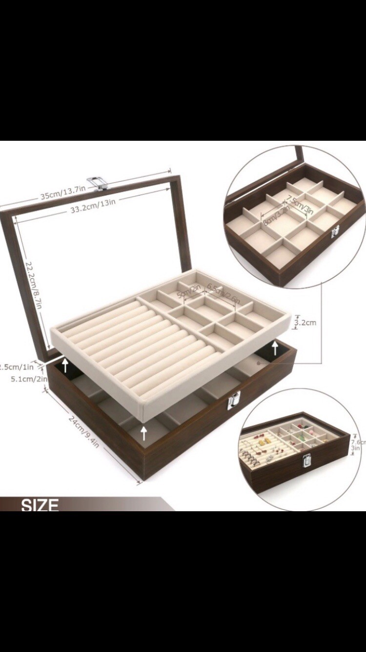 Kloud city Wood Grain Jewelry Box,Jewelry Display Case, Jewelry Displ Organizer