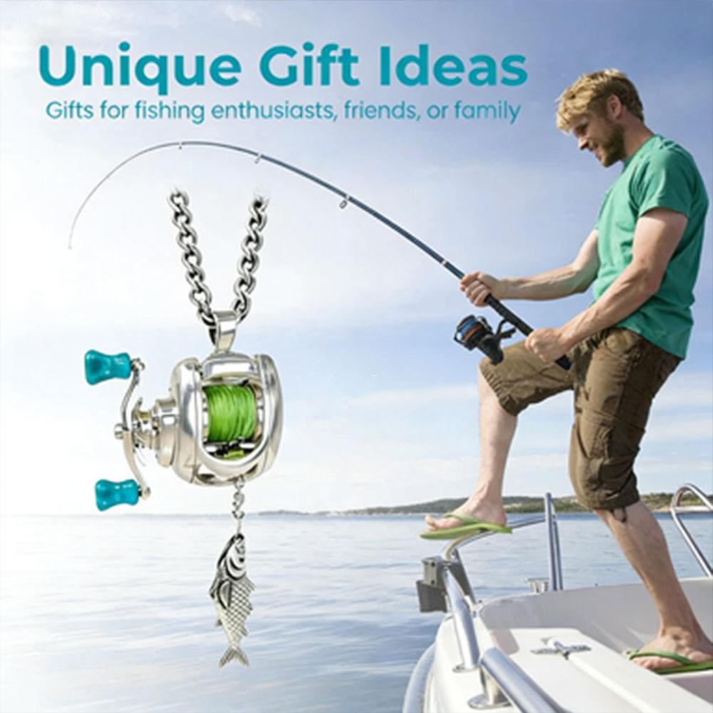 Fishing Reel Necklace Mini Rotating Reel Necklace Angler Jewelry Pendant Gift