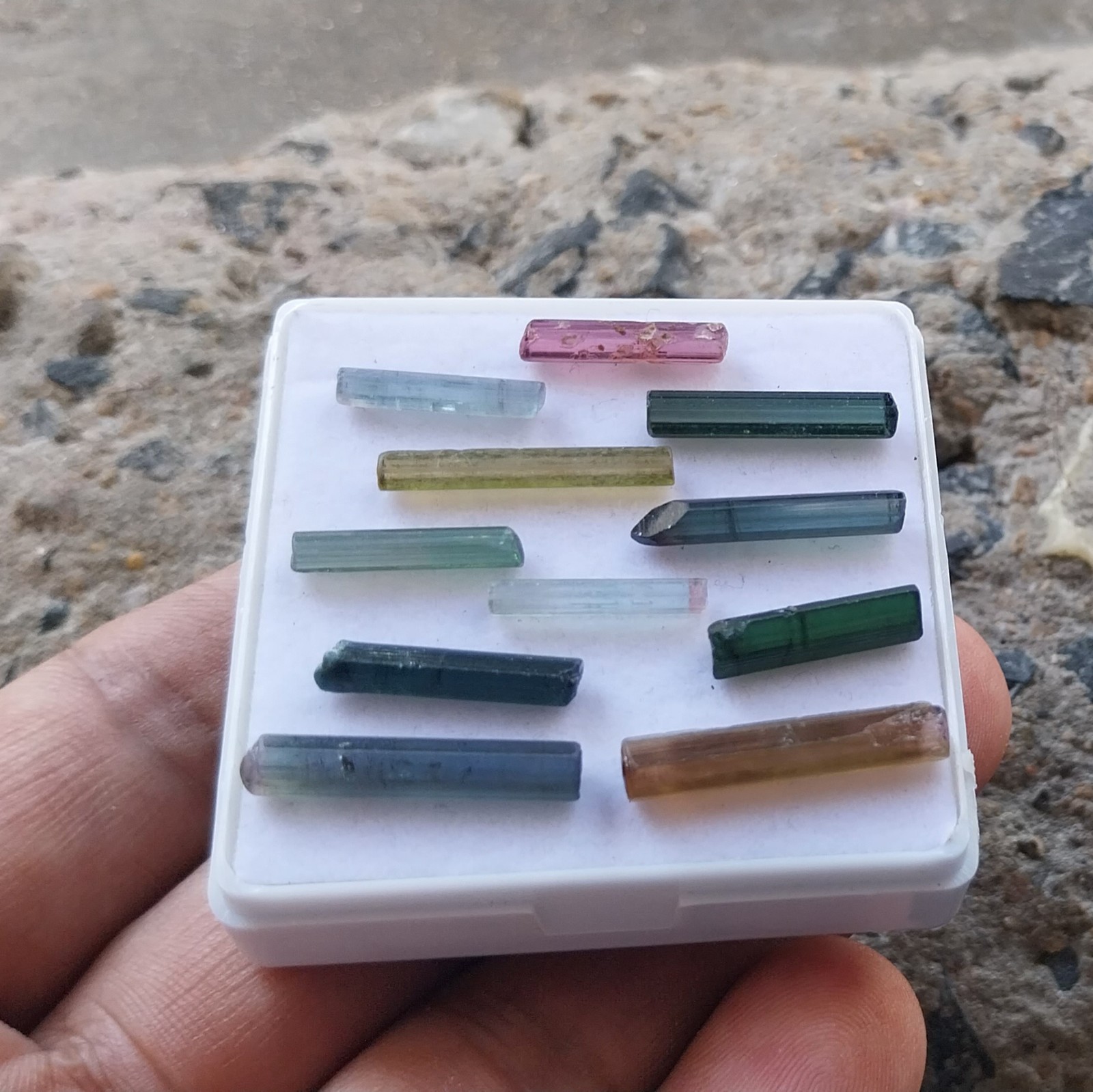 24 Ct 15 to 21 MM Natural Multi Color Tourmaline Raw Rough Pencil 11 Piece Lot
