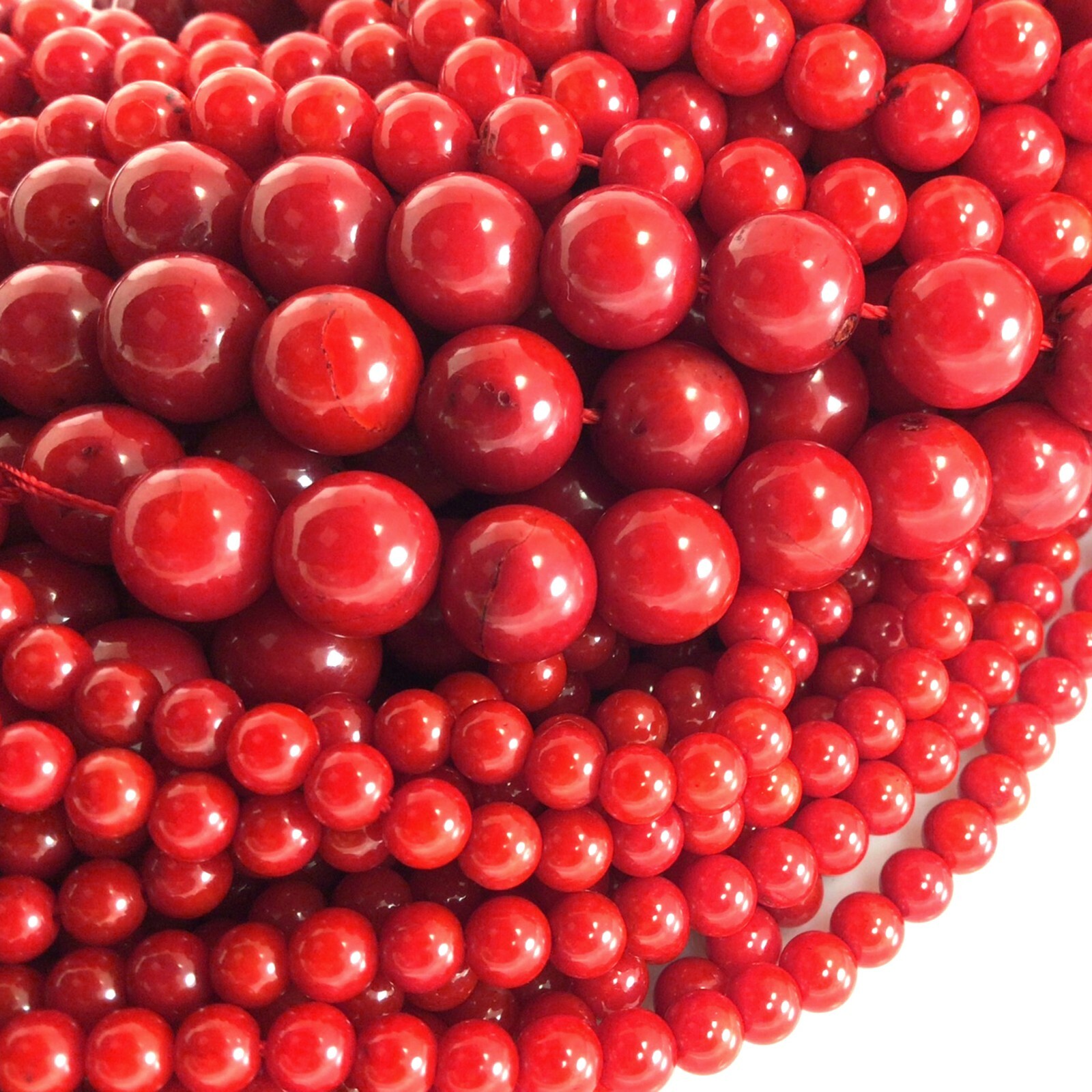 Red Sea Coral Smooth Round Spacer Loose Beads 15″ 3mm 4mm 6mm 8mm 10mm 12mm
