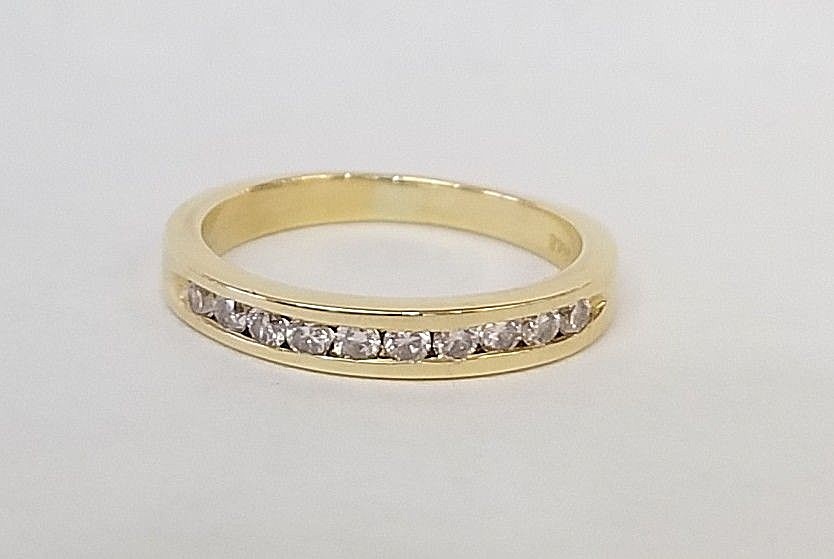 14K YELLOW GOLD 1/4 CARAT CHANNEL SET DIAMOND BAND / RING