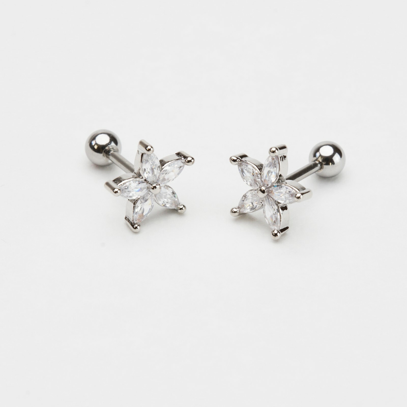Stainless Steel Clear Silver Gold Star Cubic Zirconia Men Women Stud Earrings