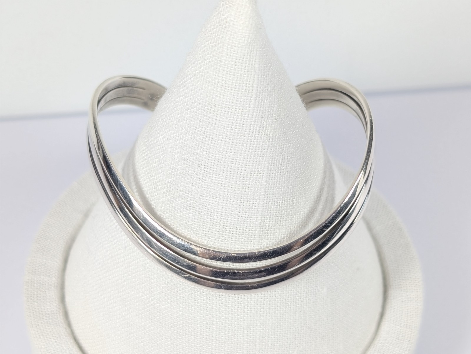 Vtg TAXCO REPRODUCTION Sterling Silver 925 MODERNIST Wavy Cuff Bracelet 6.5″