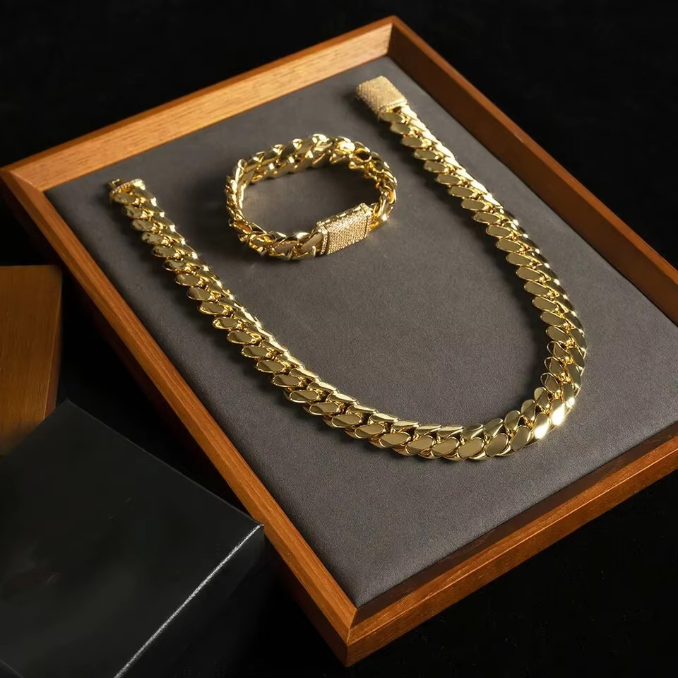 4Ct 20mm x24″ Miami Cuban Moissanite Men’s Chain Bracelet 14k Yellow Gold Plated