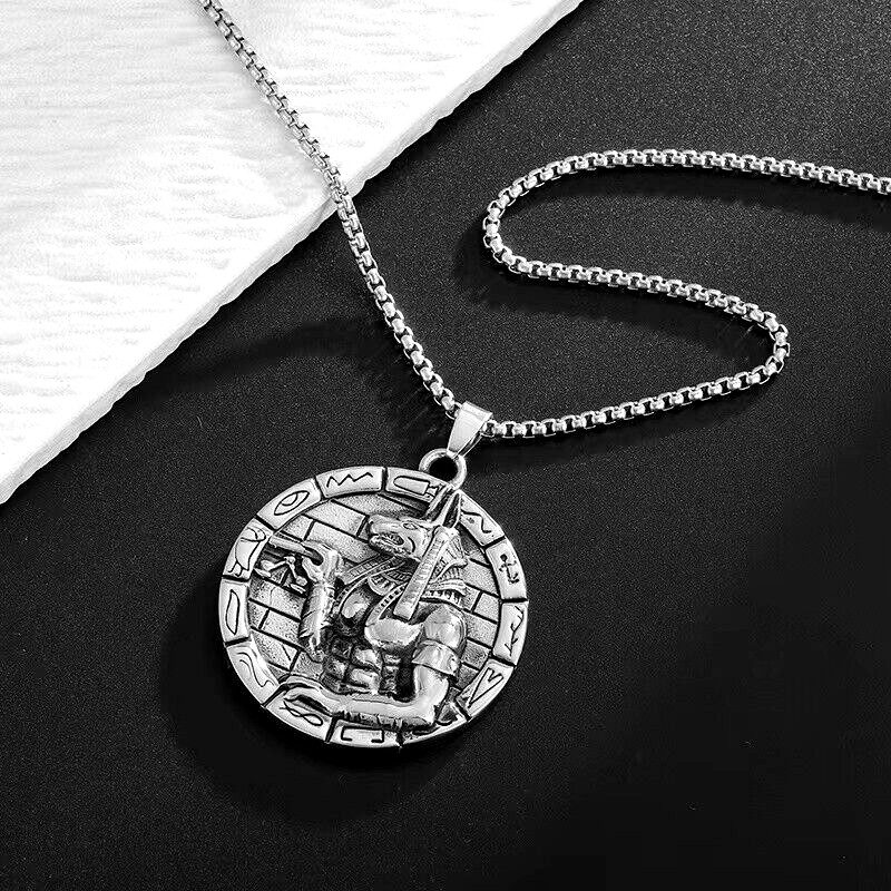 Egyptian God Anubis Pendant Protection Necklace Chain Men’s Punk Biker Jewelry