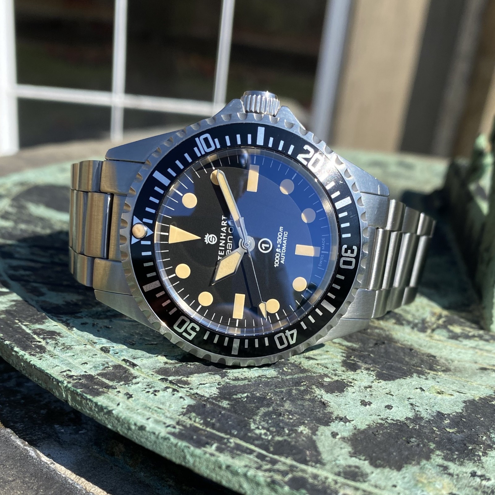 Steinhart Ocean One Vintage Military OVM Black Automatic Diver Watch 42mm