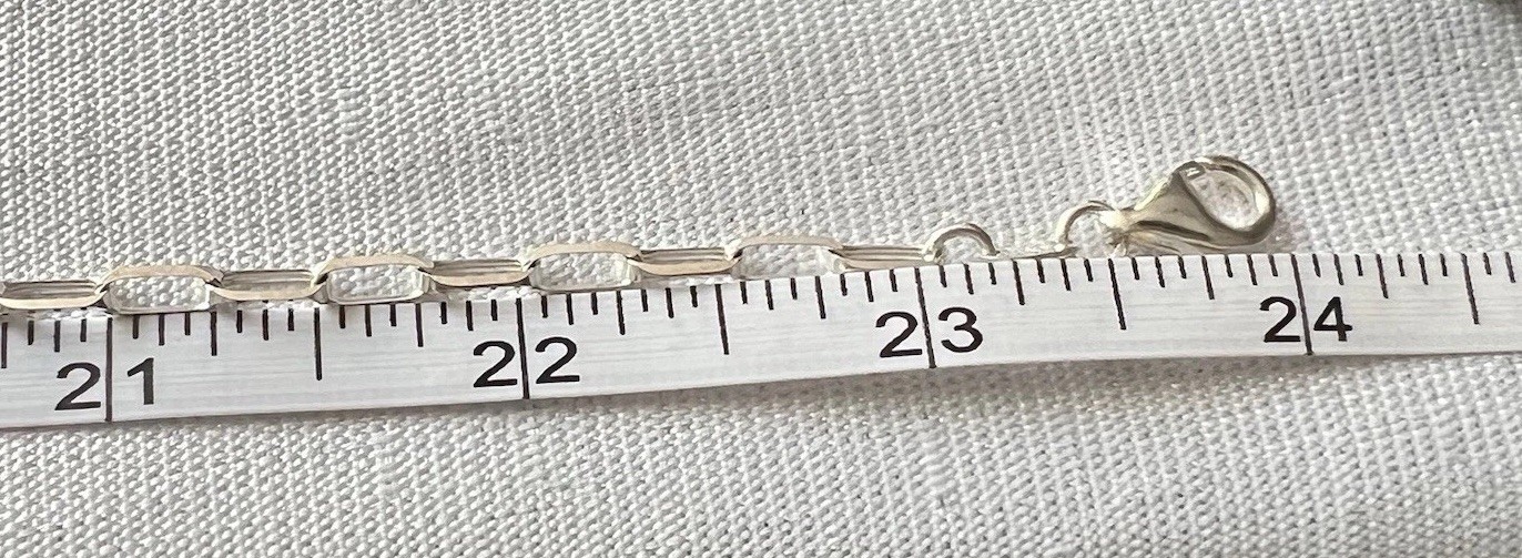 Sterling Silver 925 Paperclip Link Necklace, Italy, 24”