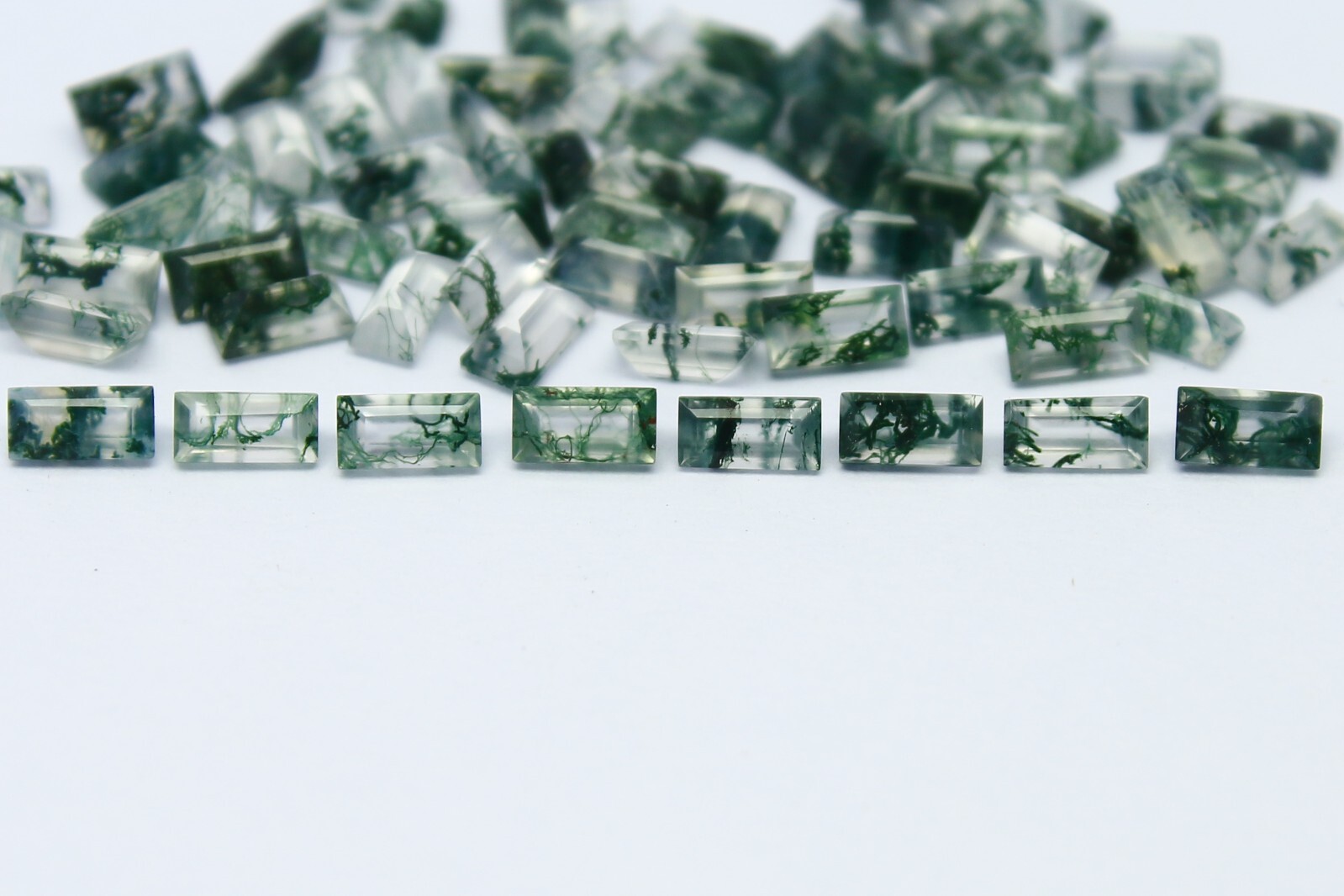 Natural Moss Agate Lot 4×2 MM Baguette Shape Faceted Gemstone Lot