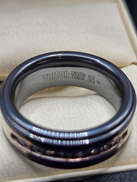 Men’s Size 8 Wedding Ring 9 Diamonds Triton Tungsten Carbide .925 Get it first