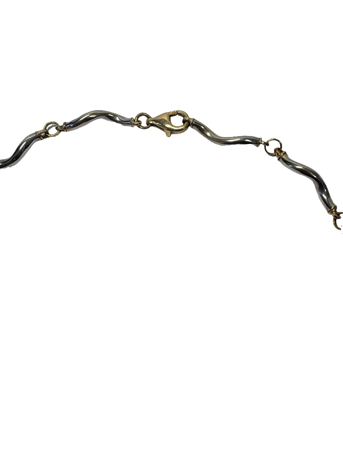 9ct White and Yellow Gold Twist Wave Link Necklace Hallmarked 8.77g