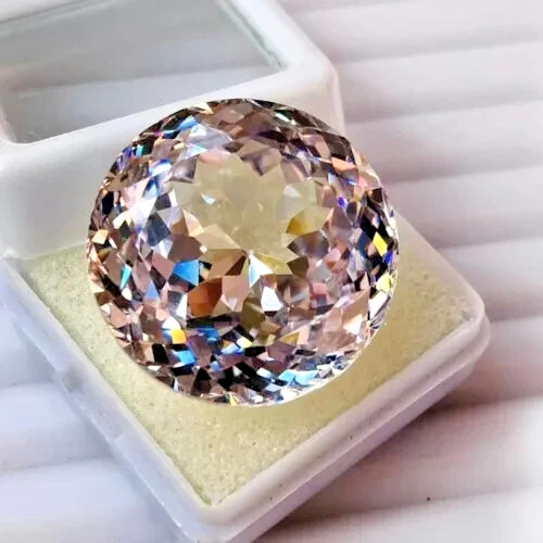 50 Ct Flawless Natural Certified Round Cut Cambodian White Zircon Loose Gemstone
