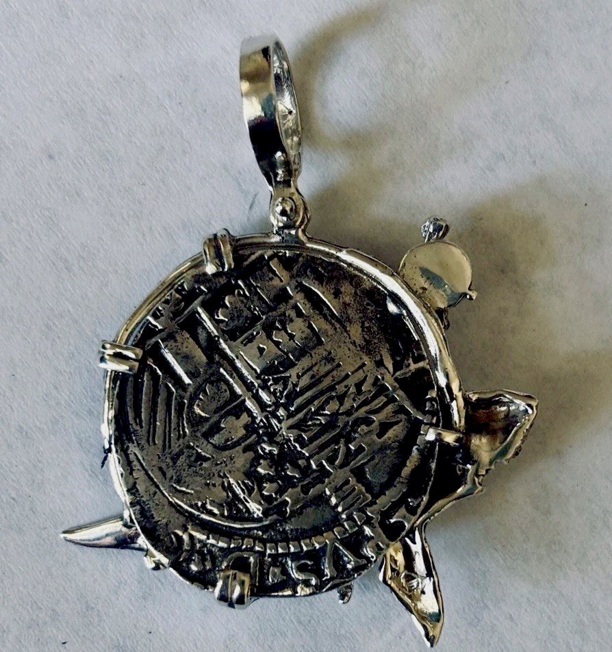 Atocha Coin Pendant Shark Sterling Silver 8 Reale Coin Sunken Treasure Jewelry