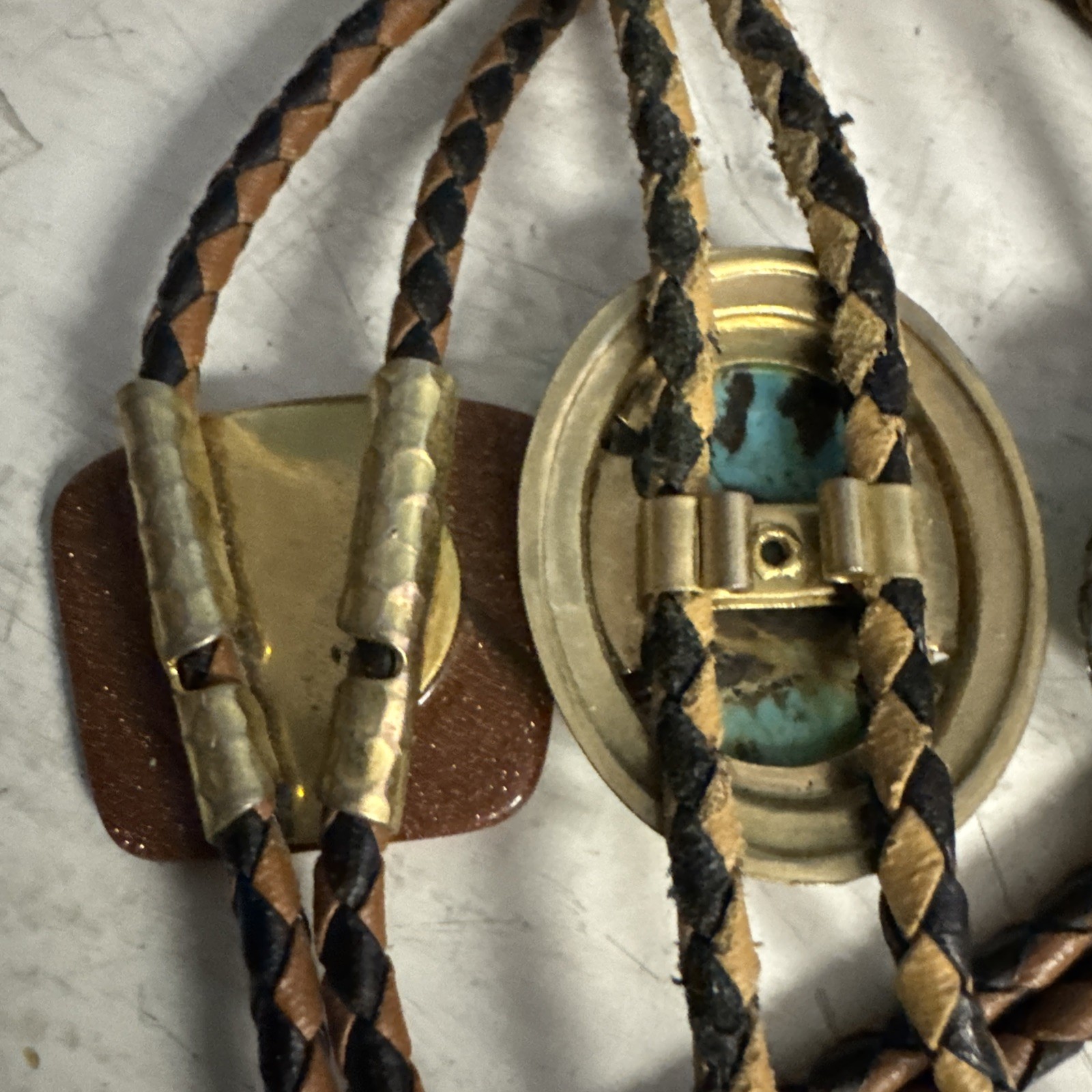 VINTAGE LOT 4 Women’s BOLO Faux LEATHER FABRIC Natural Stones +