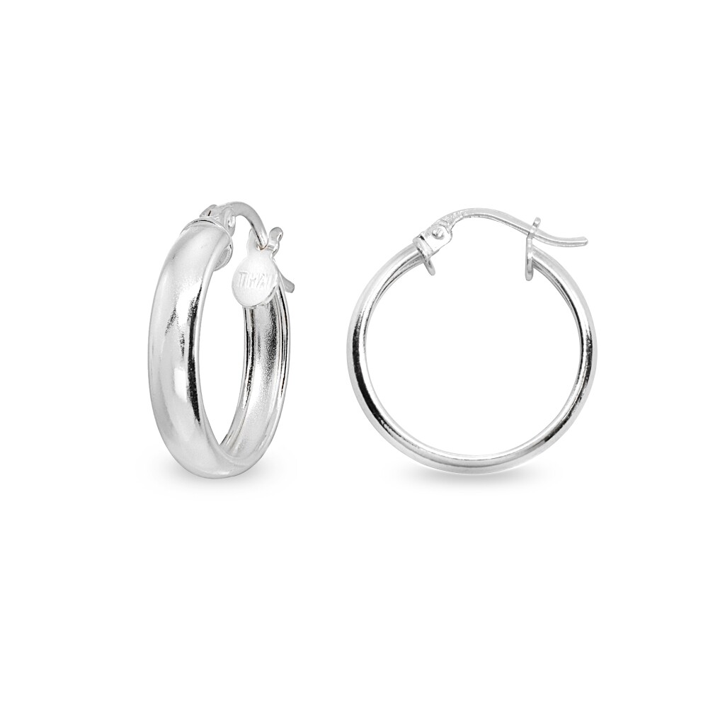 3x20mm Round Click-Top Polished Sterling Silver Small Hoop Earrings