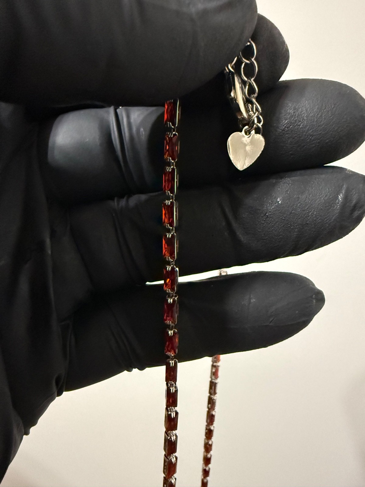 Red zirconia gemstone gold filled necklace 16-18 inch adjustable 2.5mm