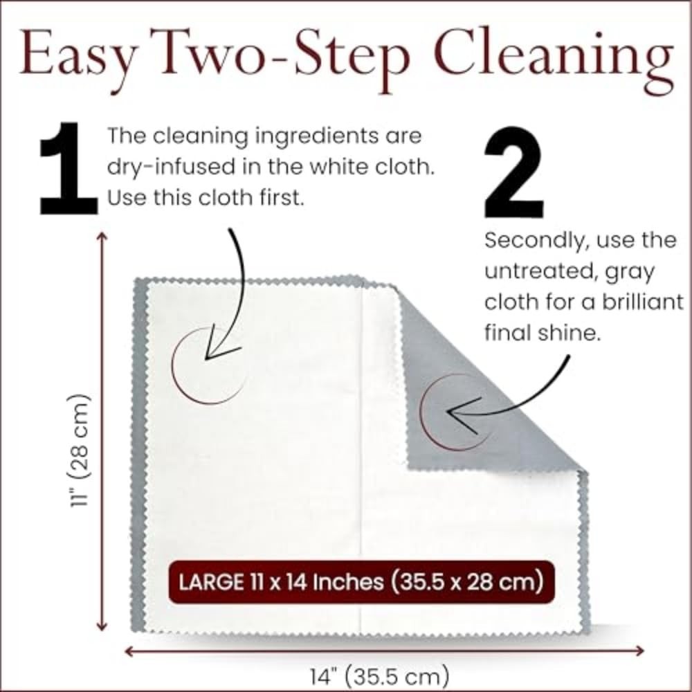 Set of 2 Large Cotton Polishing Cloths 11×14″ – Tarnish Remover for Jewelry, Coi