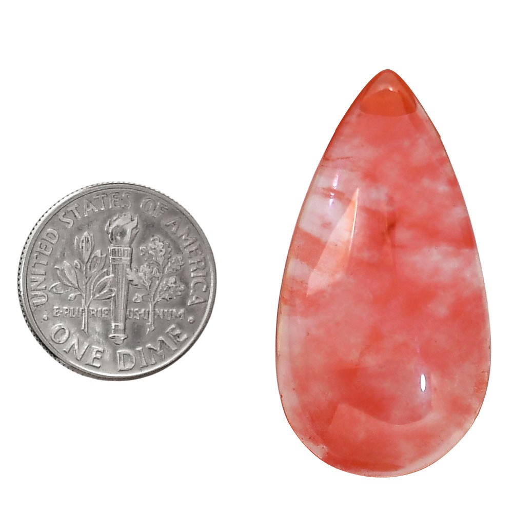 Watermelon Cherry Quartz 18.8×35.4×7 mm Pear Shape Polished Gemstone LS85-05133