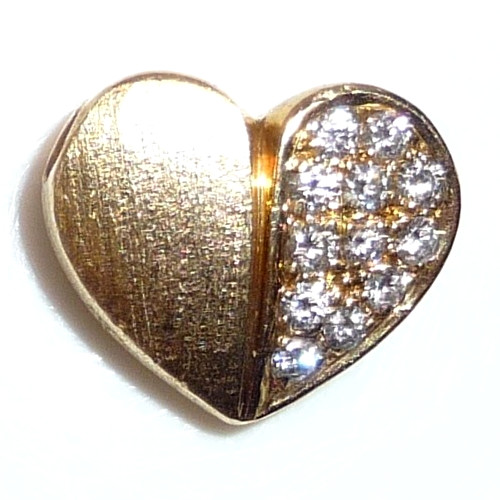 Pendant 750 Gold Heart 0.30 ct. Diamonds Brilliant 15×12.5mm 5.5g F/VS