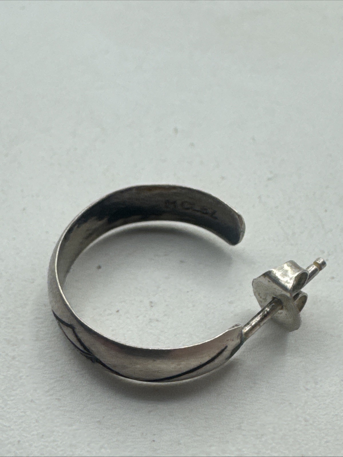 Mitchell Calabaza Vintage Navajo Sterling Silver 925 Stamped Hoop Earrings CLBZ