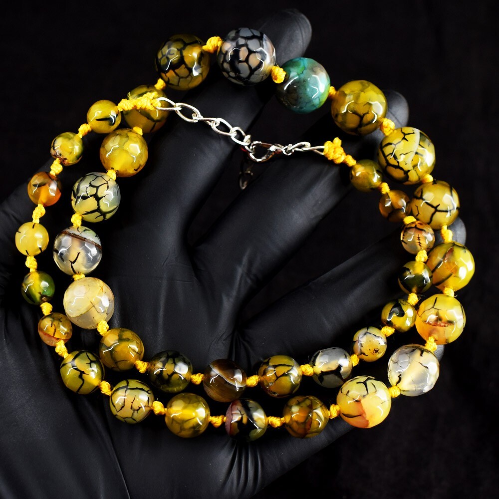 317 Cts Awesome 21 Inches Agate Round Shape Beaded Elegant Necklace VK 36 E668