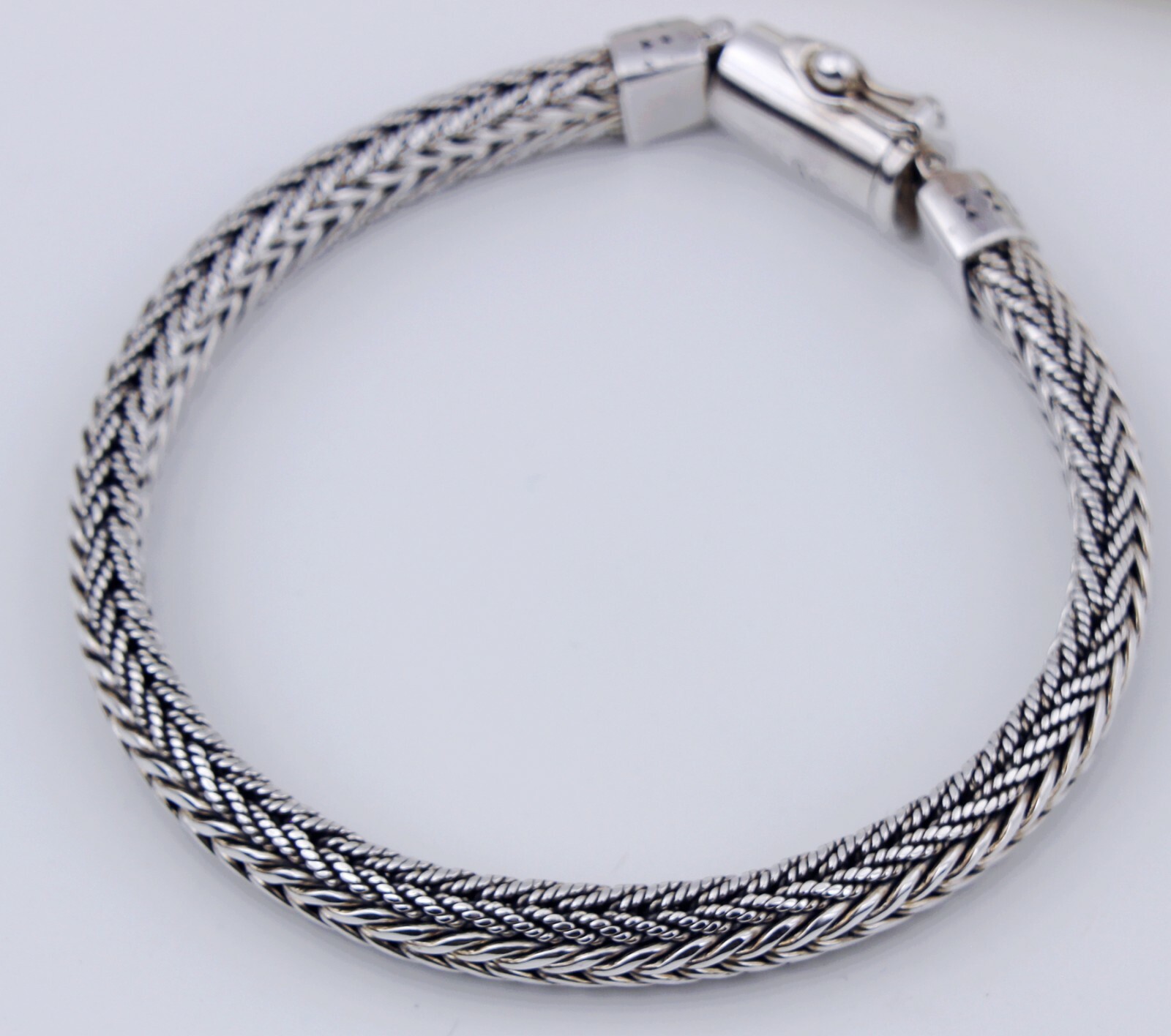 Women Men 925 Sterling Silver 7.6 mm Vintage Braided Chain Hand Bracelet 8.2″