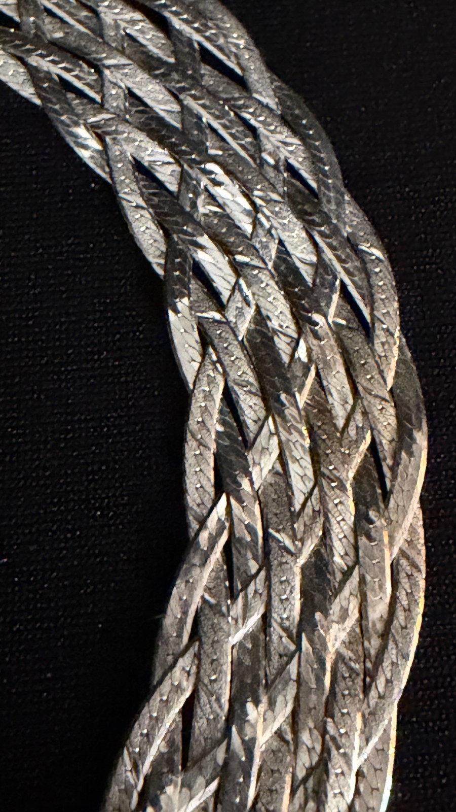 Vintage Italian Milor Sterling Silver Woven Herringbone Cameo Medallion Necklace