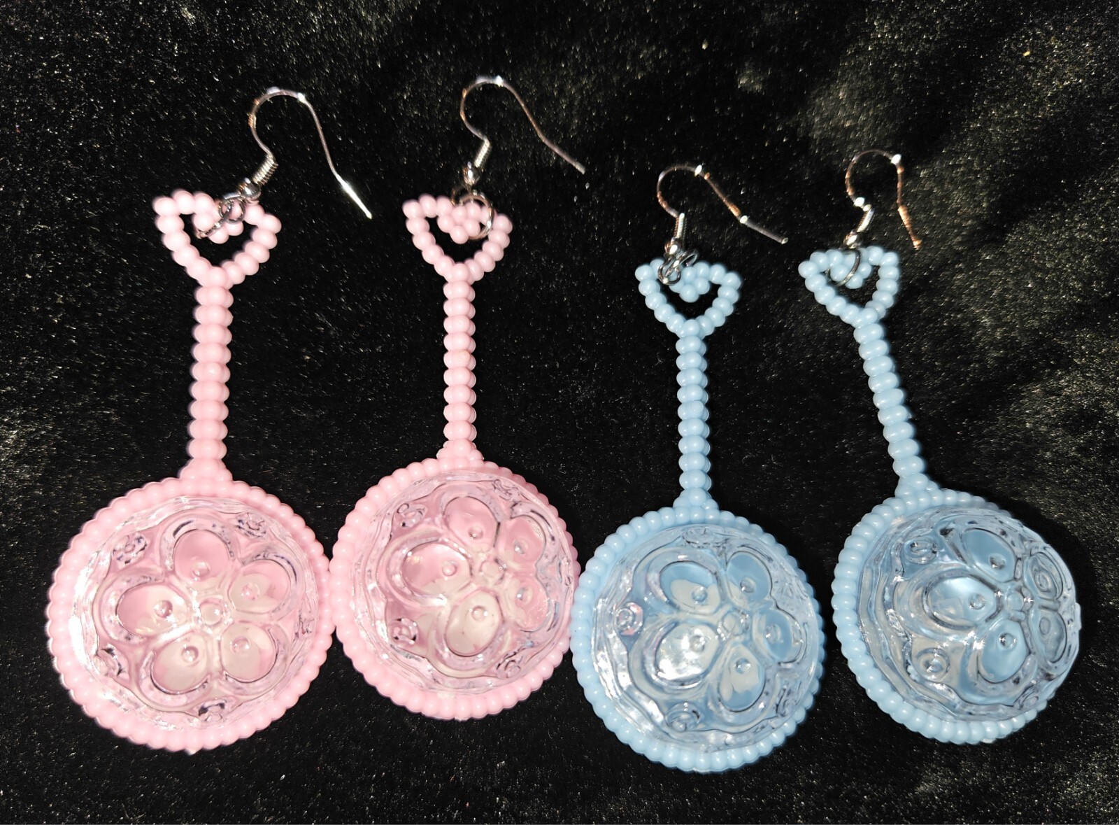 BABY RATTLE EARRINGS GENDER REVEAL SHOWER THEY ACTUALLY RATTLE PICK PINK OR BLUE