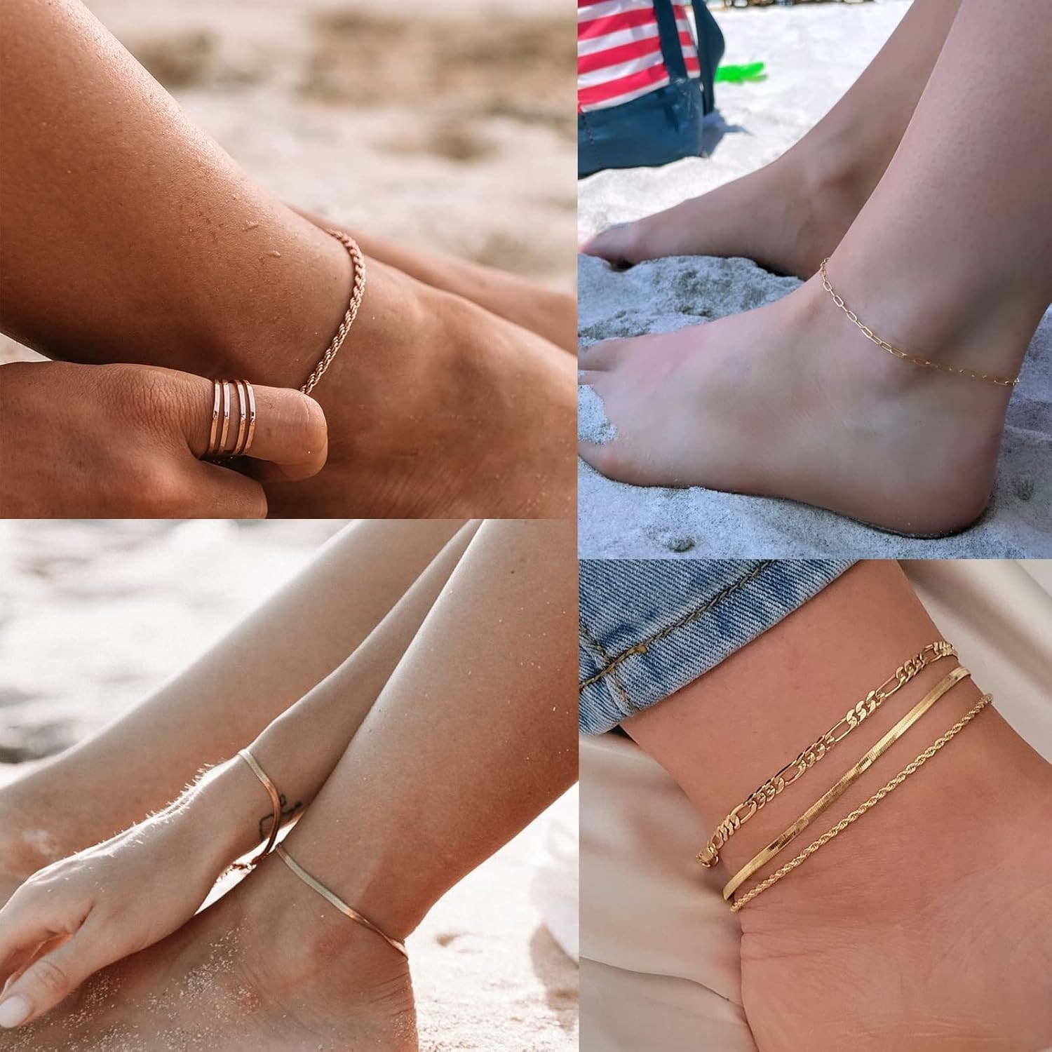 Gold Plated Cuban Link Anklet Waterproof Plus Size 9-12in Chain Bracelet Women
