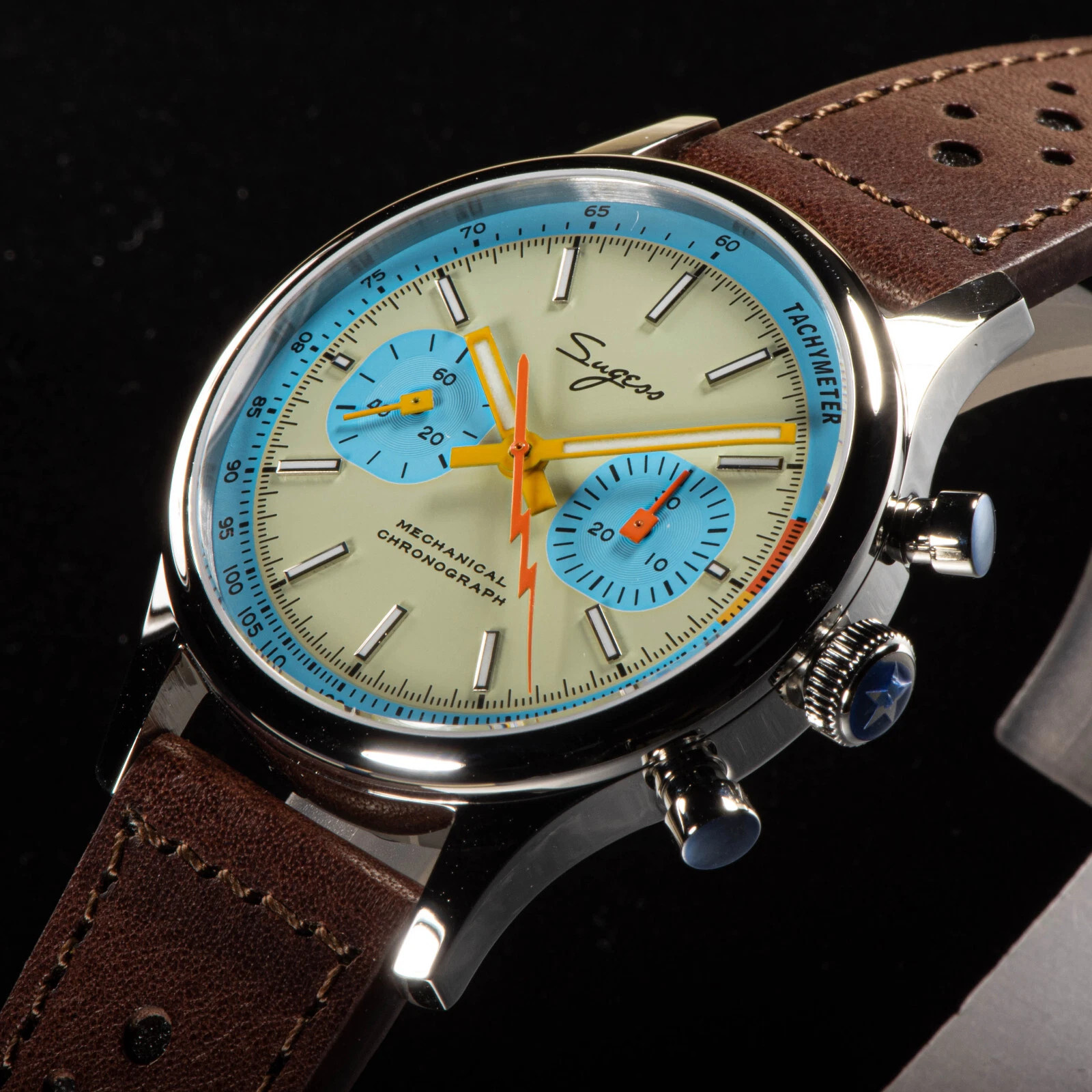 1963 Seagull Sugess Panda 40mm Light Blue V2 Racing Chronograph Sapphire ST1901