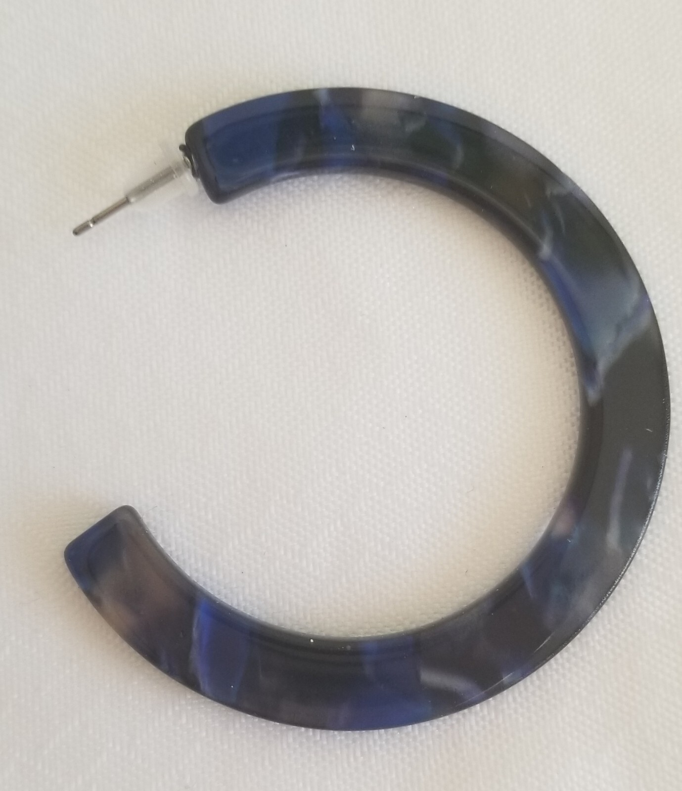 Handmade in USA Pretty Blue Round Celluloid Hoop Earrings – Free Shipping!