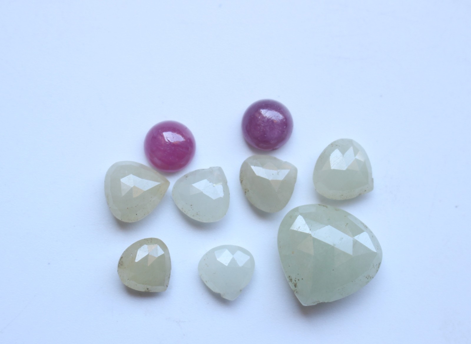 Ct.30.50 Natural Multi Sapphire & Ruby Rose Cut Faceted Cabochon Set Lot 7To13MM