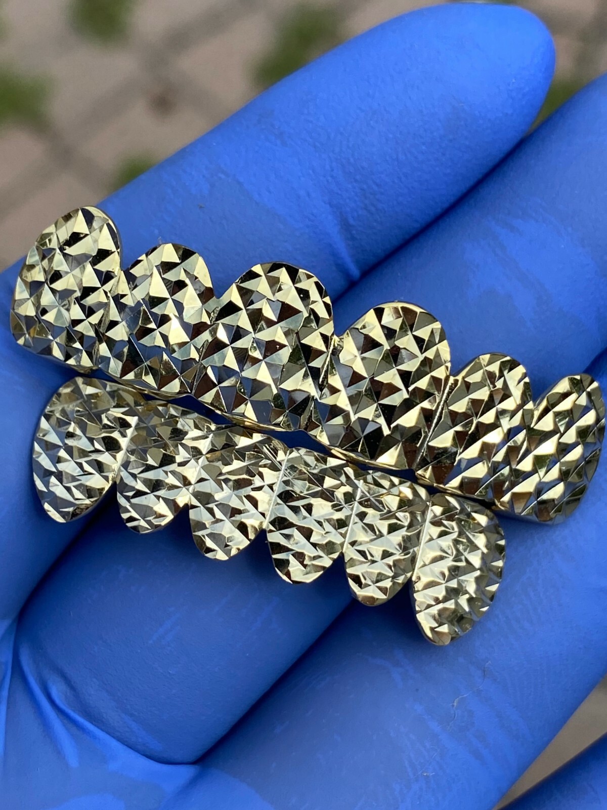 REAL 14k Gold Plated Solid 925 Sterling Silver Diamond Cut Grillz Teeth Fronts