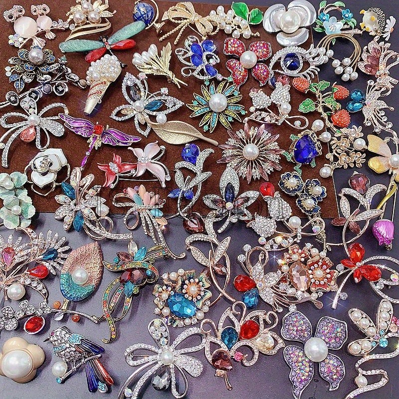 10/20 PCS Mixed Elegant Vintage Colorful Rhinestone Brooch Fashion Jewelry Gift
