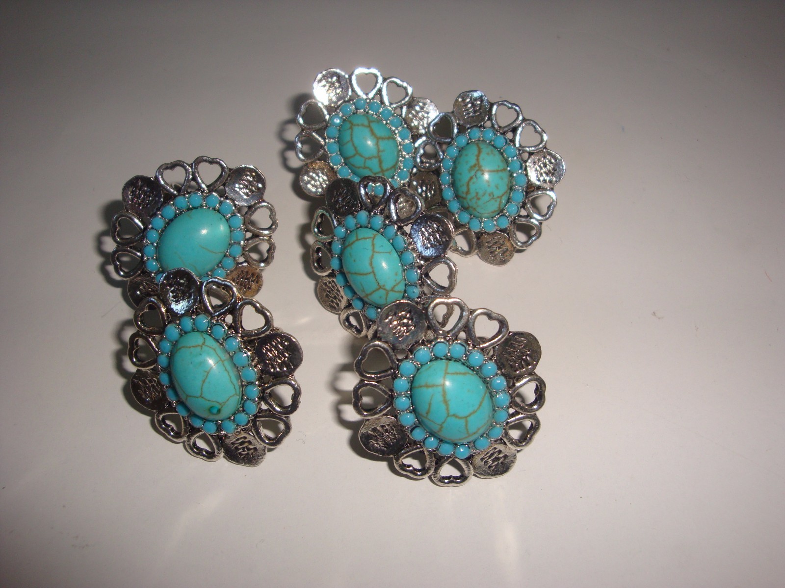 Wholesale Lot of 12 Turquoise Fashion Rings ~ Adjustable ~ Fit Sizes 6 to 10