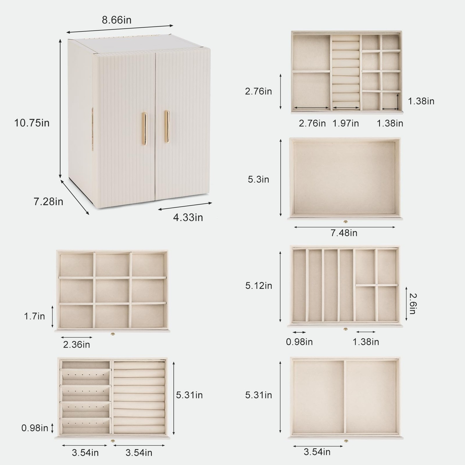 Dajasan Large Jewelry Organizer Box, Boxes for Women Girls, Beige