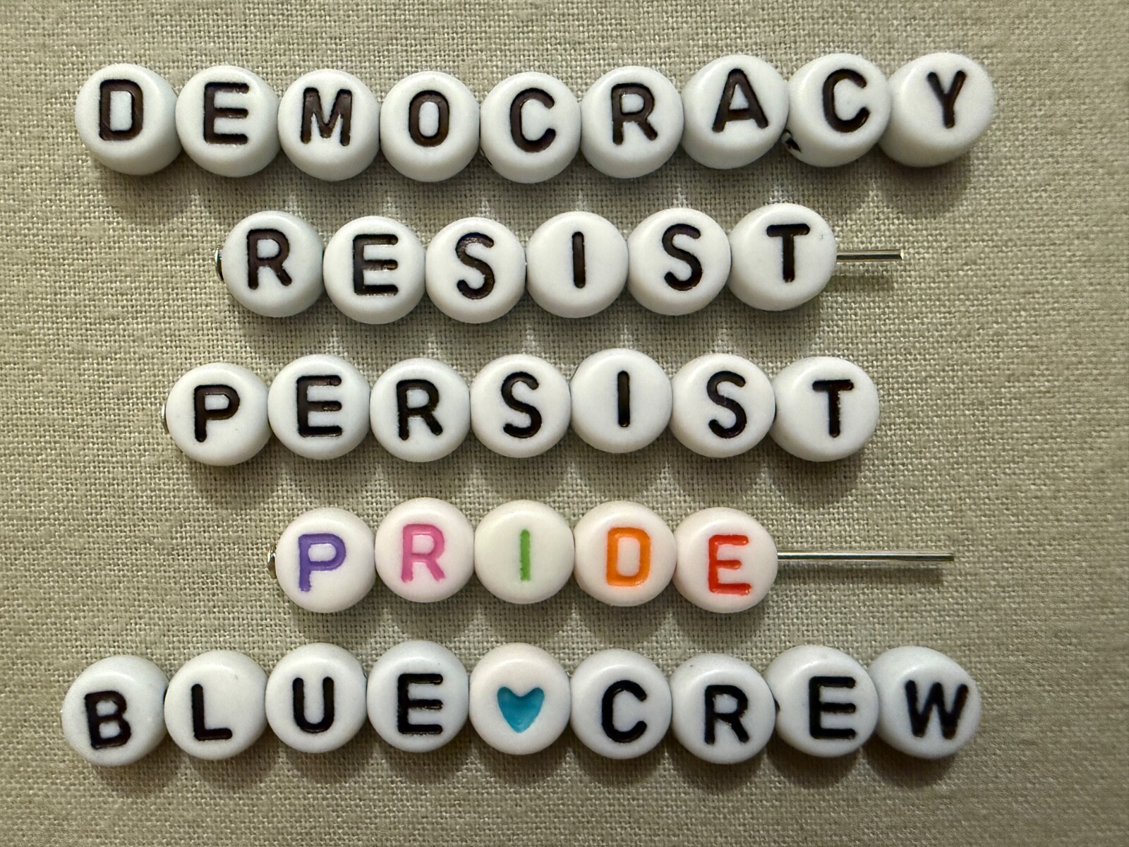 RESIST PERSIST NAMES BRACELETS – Glass Beads w/Plastic Letters – Choose – CUSTOM