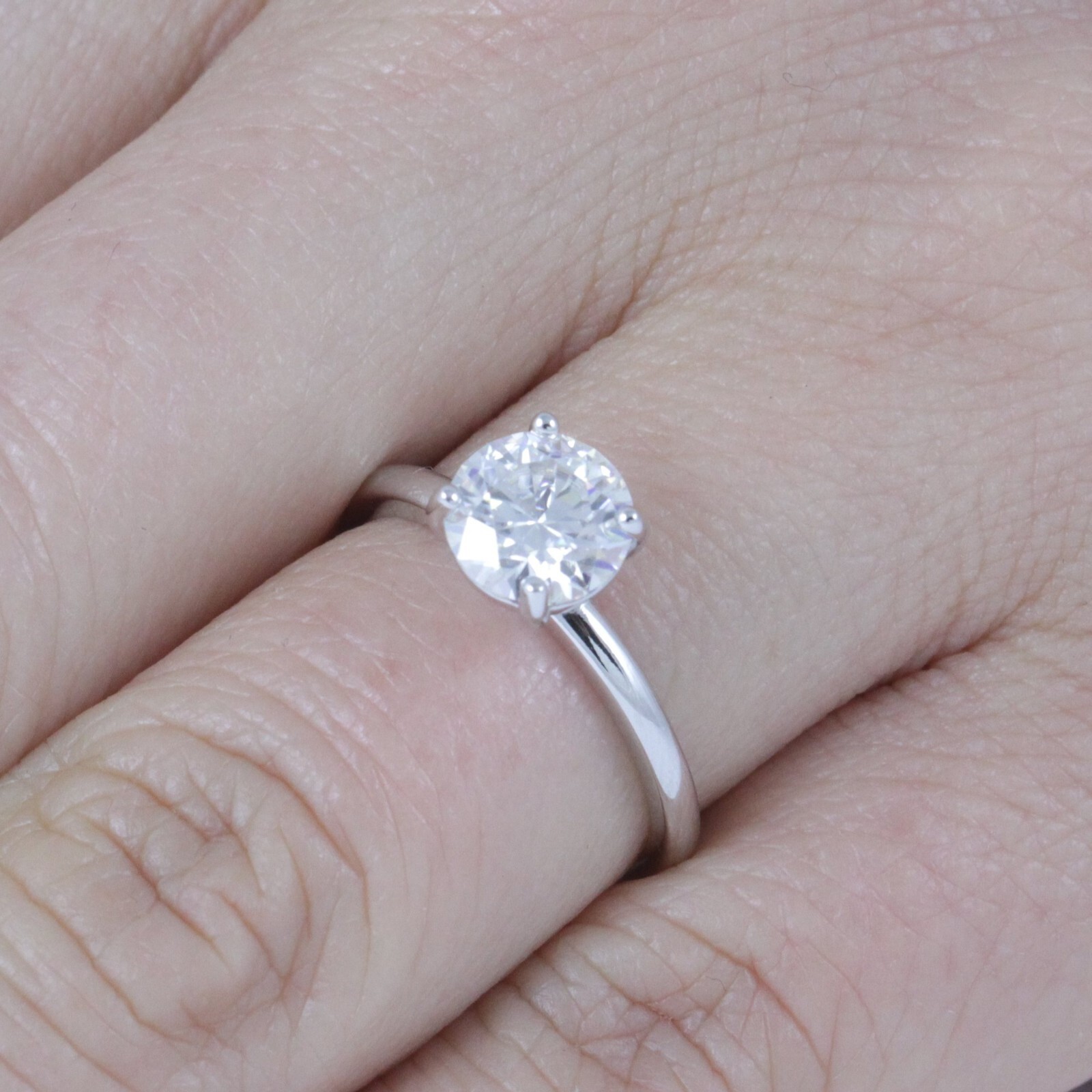 1.2ct GRA VVS Moissanite Solitaire Sterling Silver Engagement Ring 2.5-15 S10493