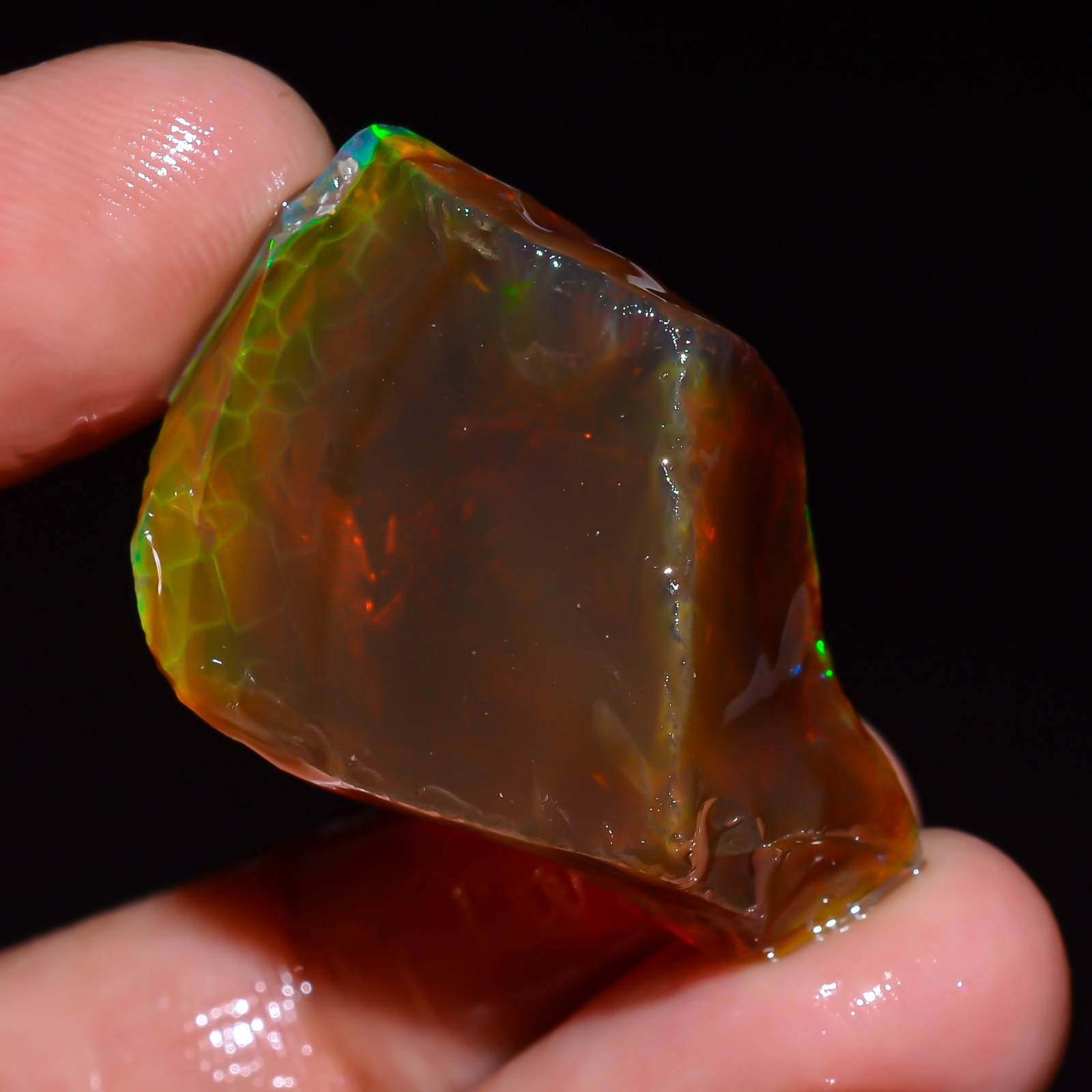 Natural Crystal Opal 45.5 Ct Welo Fire Opal Flashy Fire Opal oil raw 32x21x13 mm