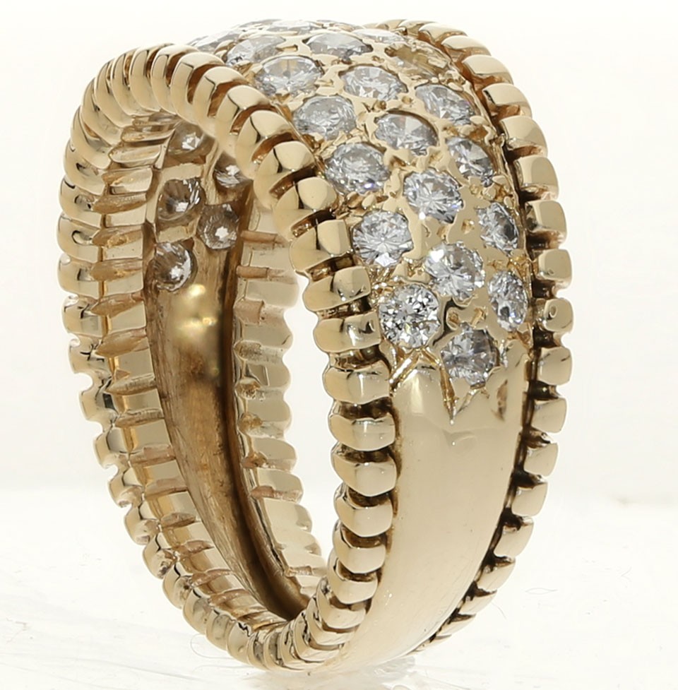 Natural Diamond Anniversary Wedding Band Ring 1.05CT 14K Yellow Gold 10.3MM Sz 5