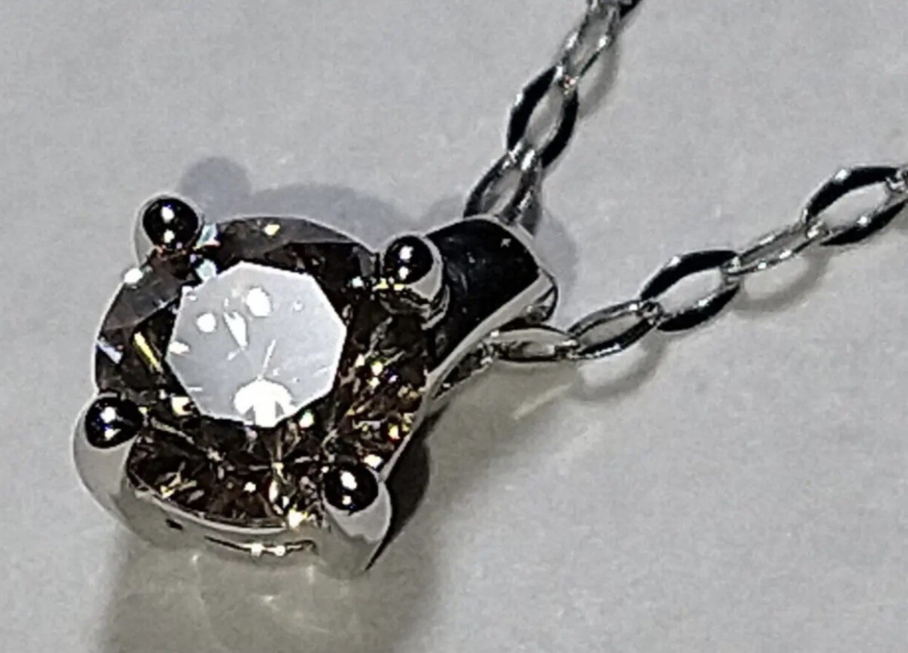 Solid platinum 0.40 carat diamond pendant chain necklace 1.8 grams – 18″ pt950