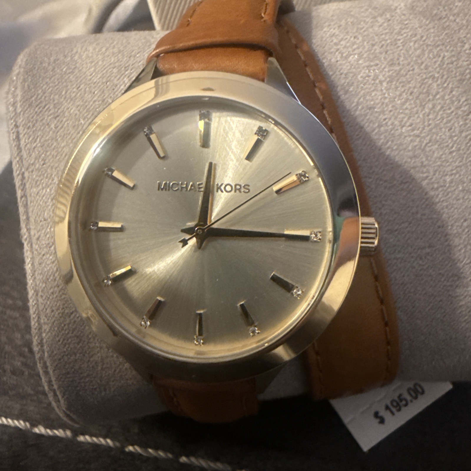 Michael Kors MK2501 Women Brown Real Leather Analog Champagne Dial Quartz Watch