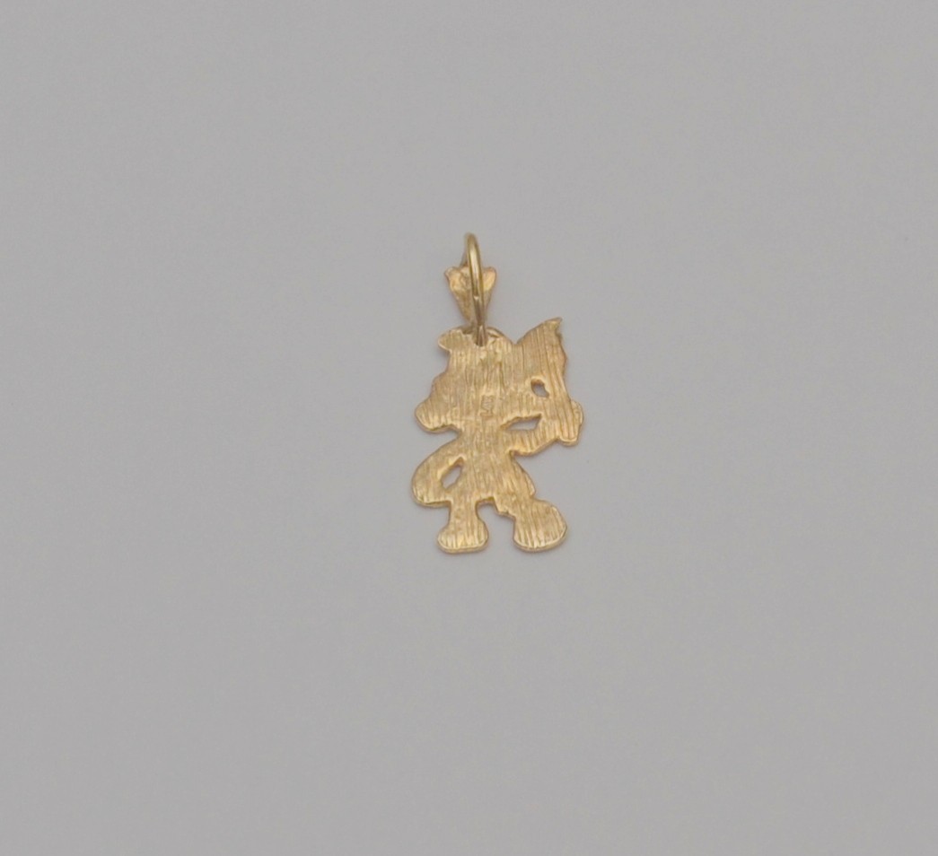 14K Yellow Gold Smurf Character Pendant 22.2mm x 10.9mm 1.1g Cartoon Charm P6