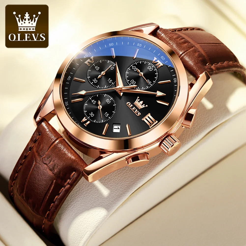 Quartz 2872 Leather Premium Waterproof Sport Chronograph Men’s Watches