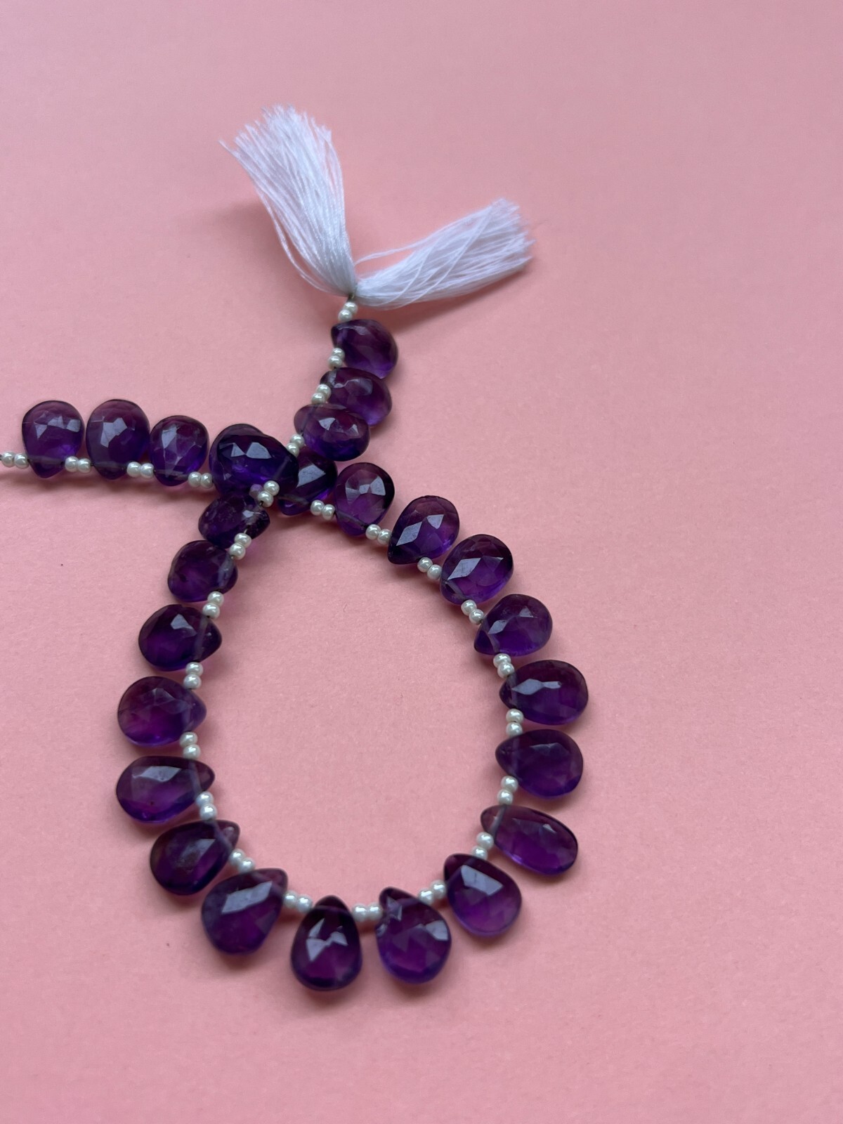 Natural Amethyst Faceted Pear Briolette Beads 1 Strand 8-9mm Teardrop Gemstone