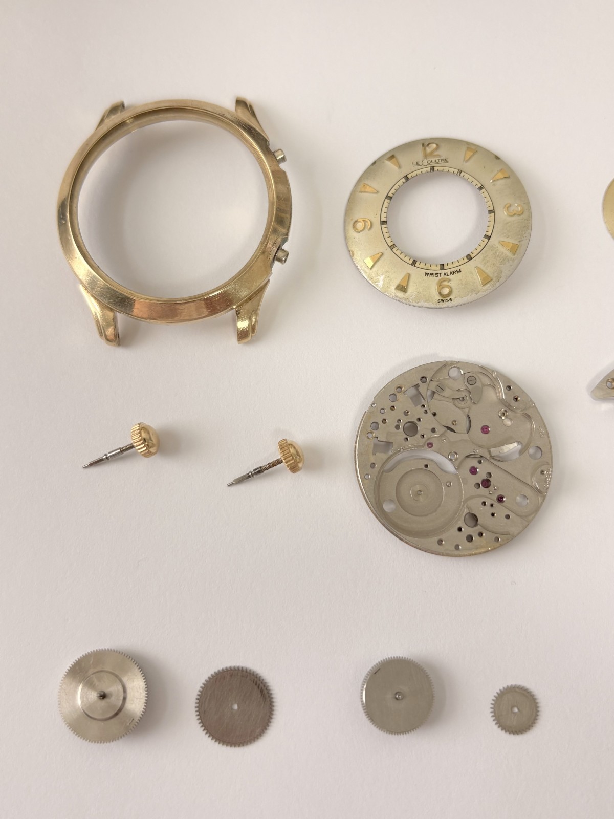 Jaeger LeCoultre Cal 814 Memovox Alarm Movement Part Balance Fork Barrel Wheel 2