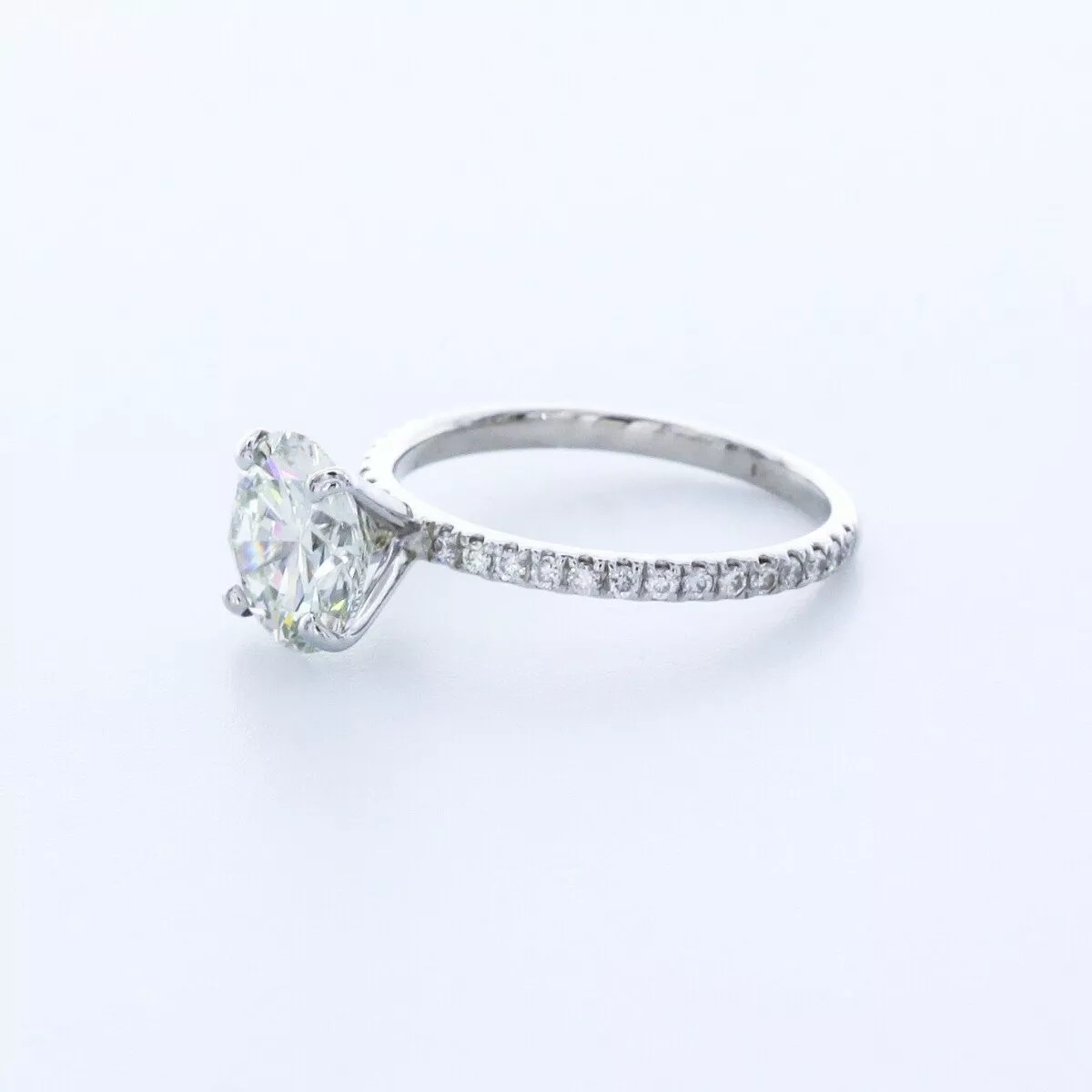Side Stone Engagement Ring Petite 14K Gold 2.29 CT Round Lab-Grown Diamond I VS1