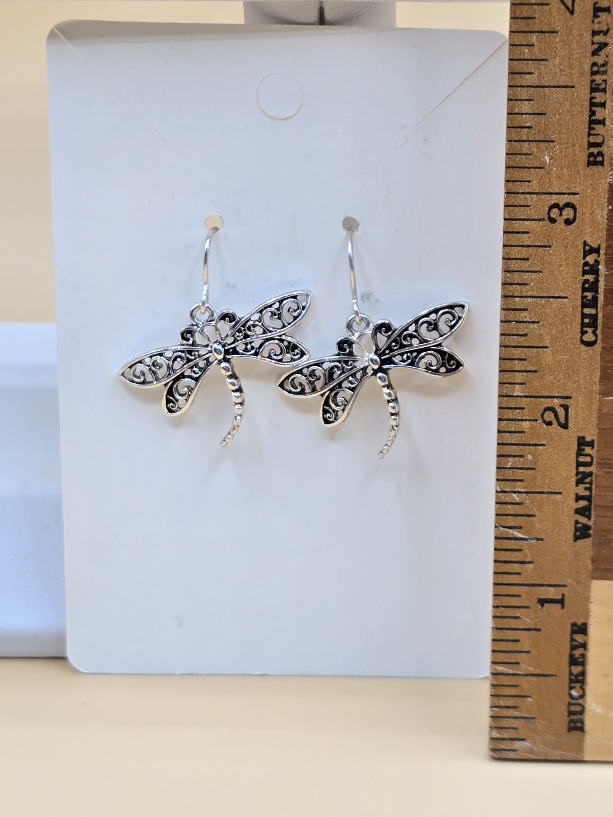 Dragonfly Filigree Dangle Earrings Silver Tone Corona Sun Jewelry