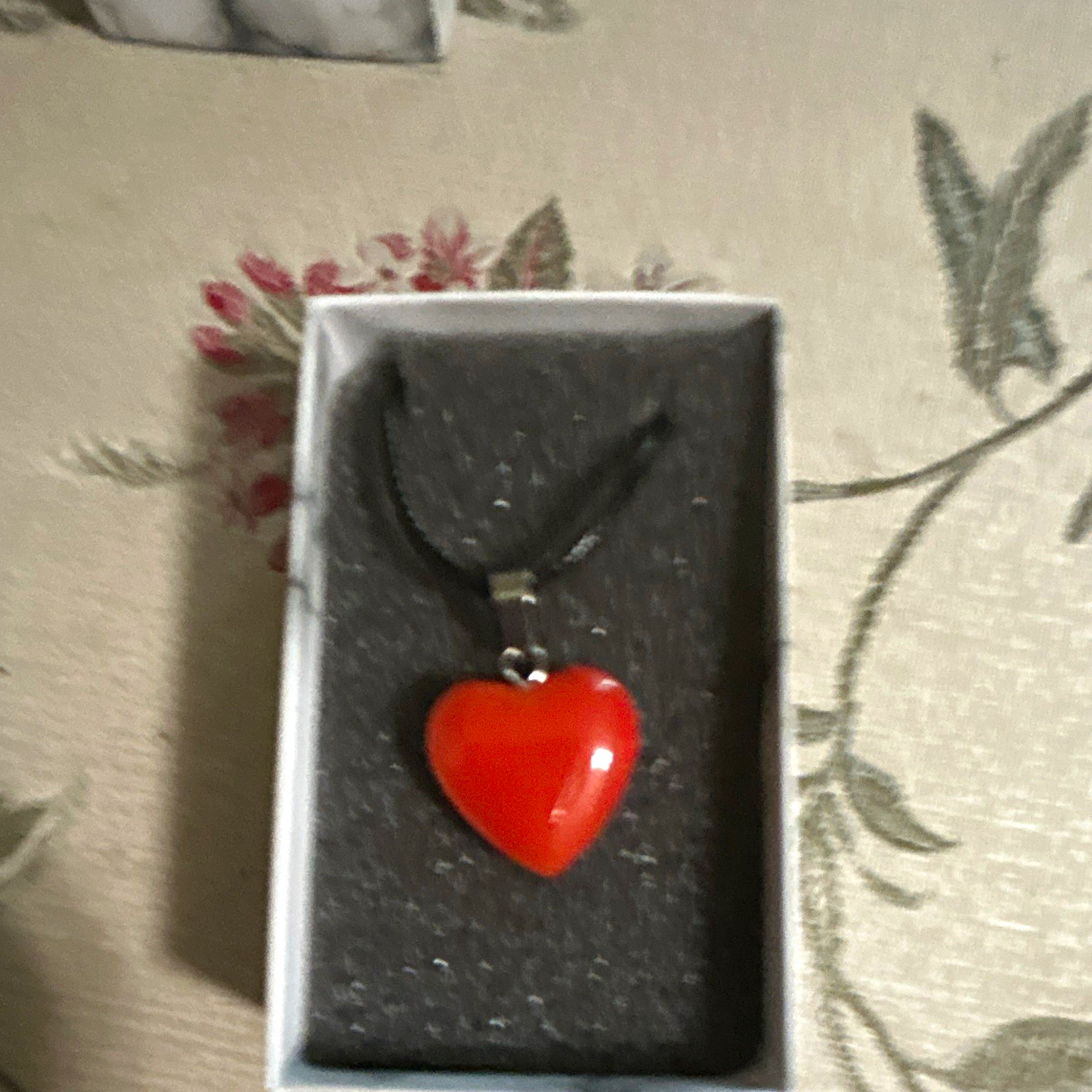 Red Heart Love Charm Pendant Necklace on Black Cord Chain, Metal, Red/Black